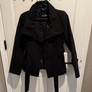 Guess Women's Elegant Black Pea Coat